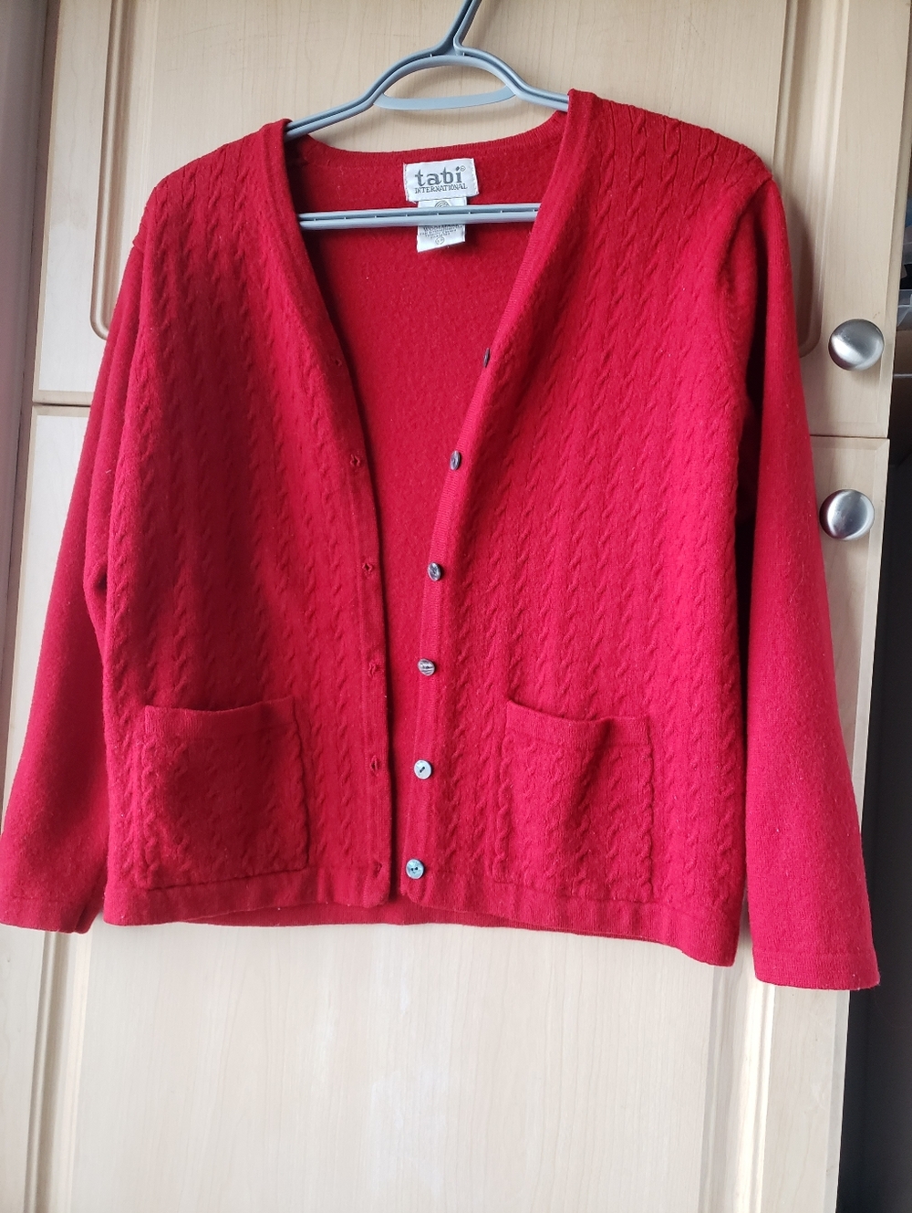 Talbots Wool Red Button Front Cardigan - Picture 3 of 7